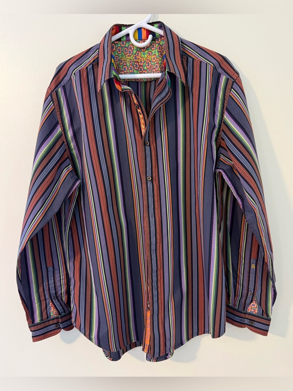 Robert Graham Men’s Multi Colored Striped Shirt Sz XL